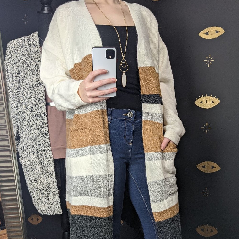 Long Striped Cardigan